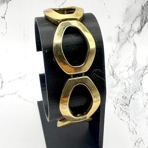 Chunky Gold Tone Link Stretch Bracelet Bold Statement Bracelet 7.5 in